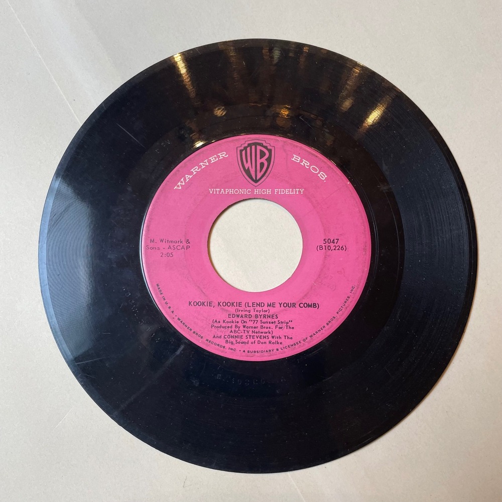 Edward Byrnes Kookie, Kookie Lend Me Your Comb 45‎ RPM Vinyl Record 5047